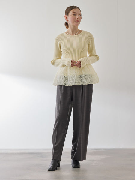 フラワーチュールペプラムリブニット≪手洗い可能≫