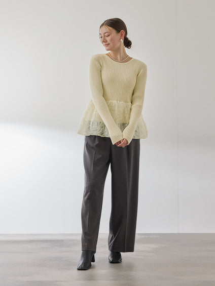 フラワーチュールペプラムリブニット≪手洗い可能≫