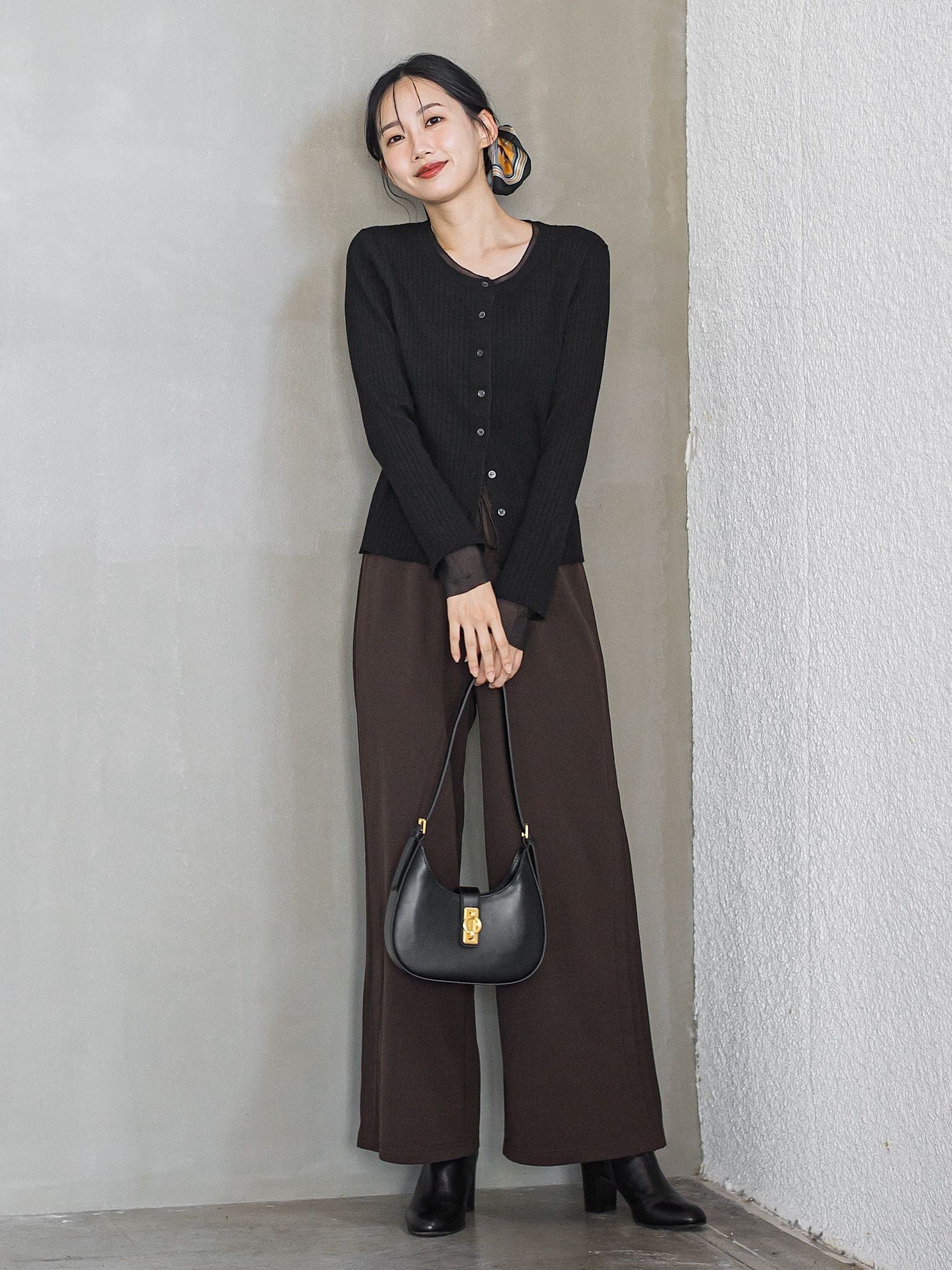 【WEB限定】カットジョーゼット裏起毛パンツ≪手洗い可能≫