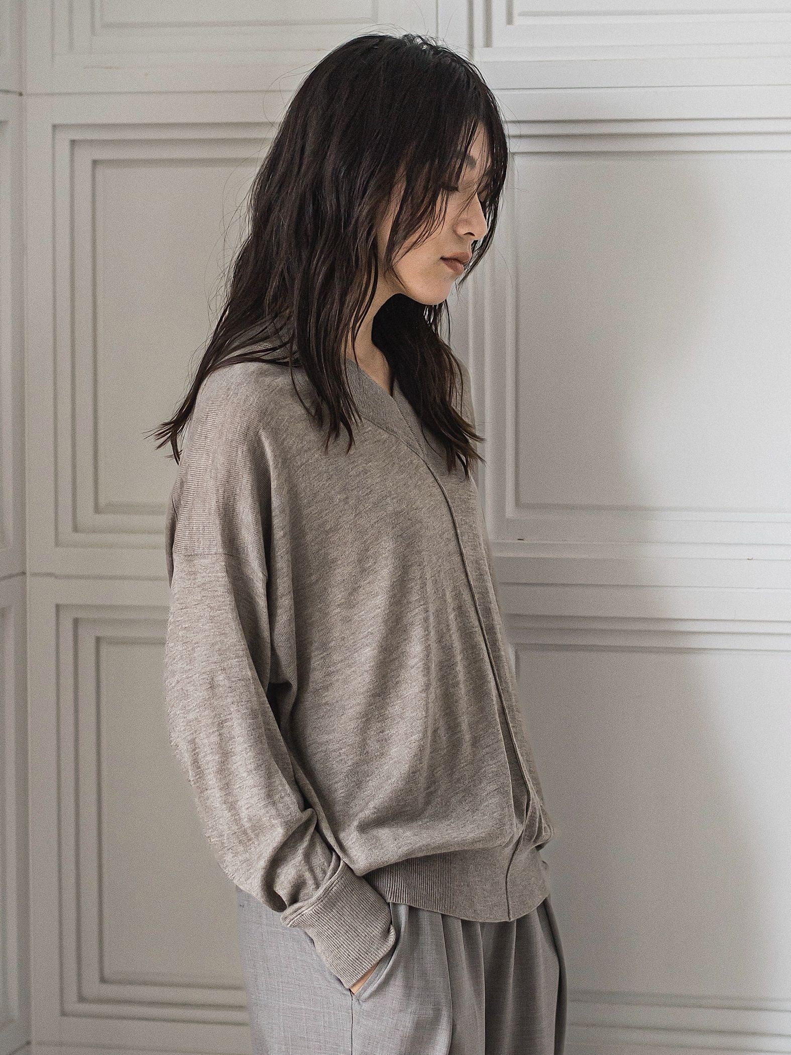 シルクカシミヤVネックコクーンニットプルオーバー≪手洗い可能≫