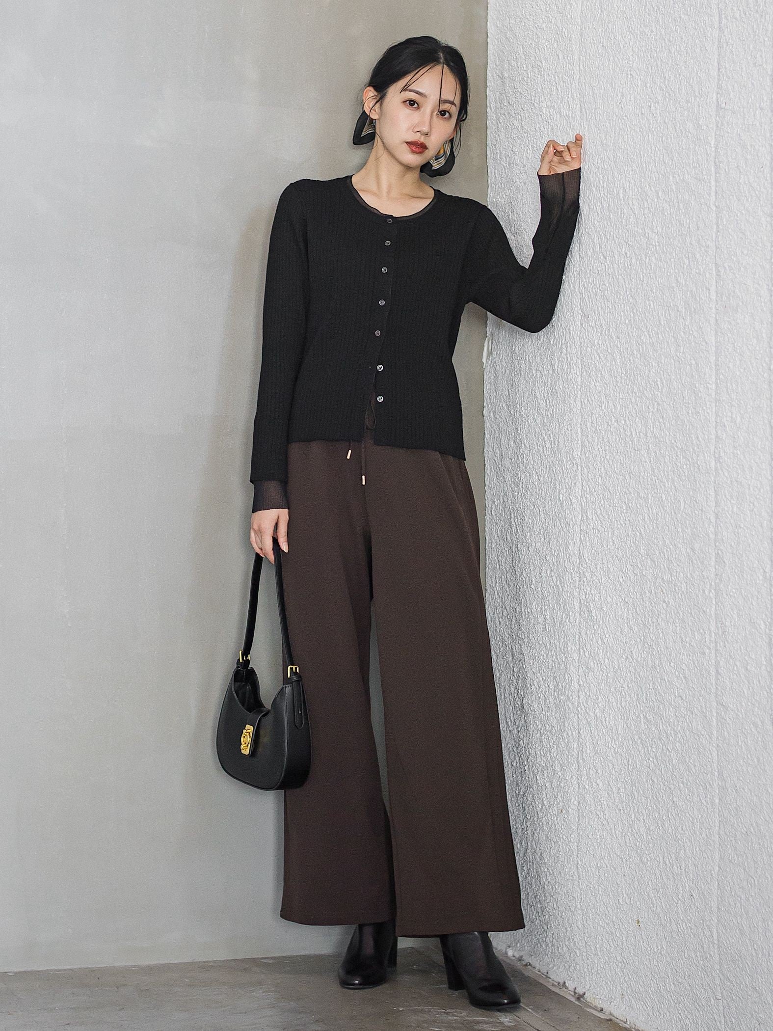 【WEB限定】カットジョーゼット裏起毛パンツ≪手洗い可能≫