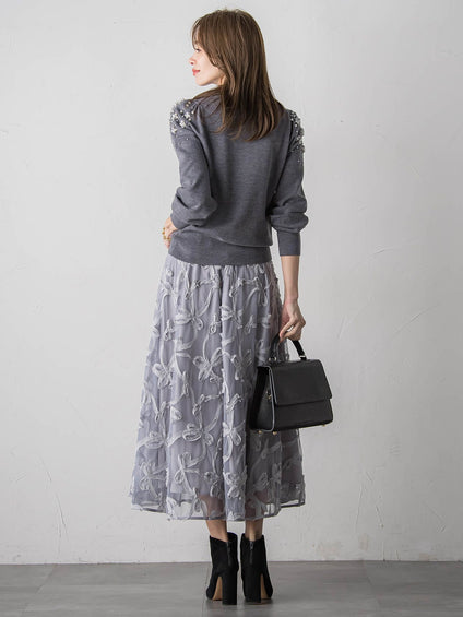 スパンコールテープチュールスカート