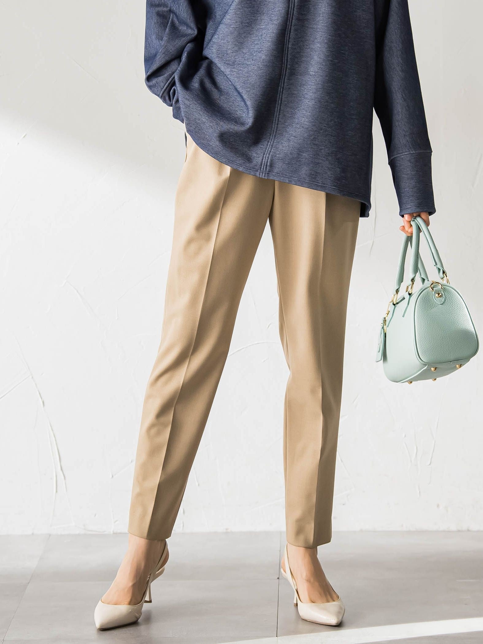 【WEB限定】美シルエット裏起毛ストレッチパンツ≪13号あり/毛玉防止≫