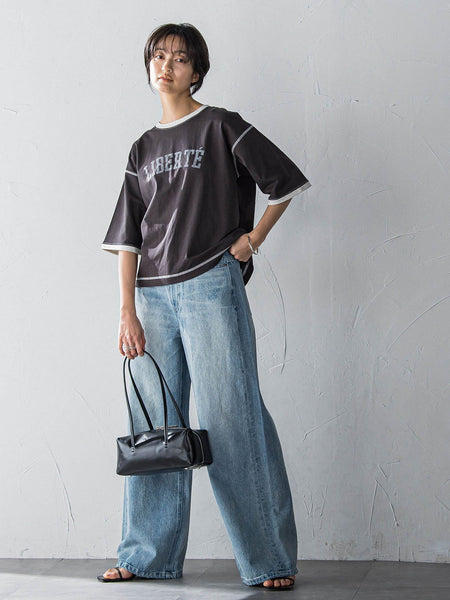 バイカラーパイピングロゴTシャツ≪手洗い可能≫