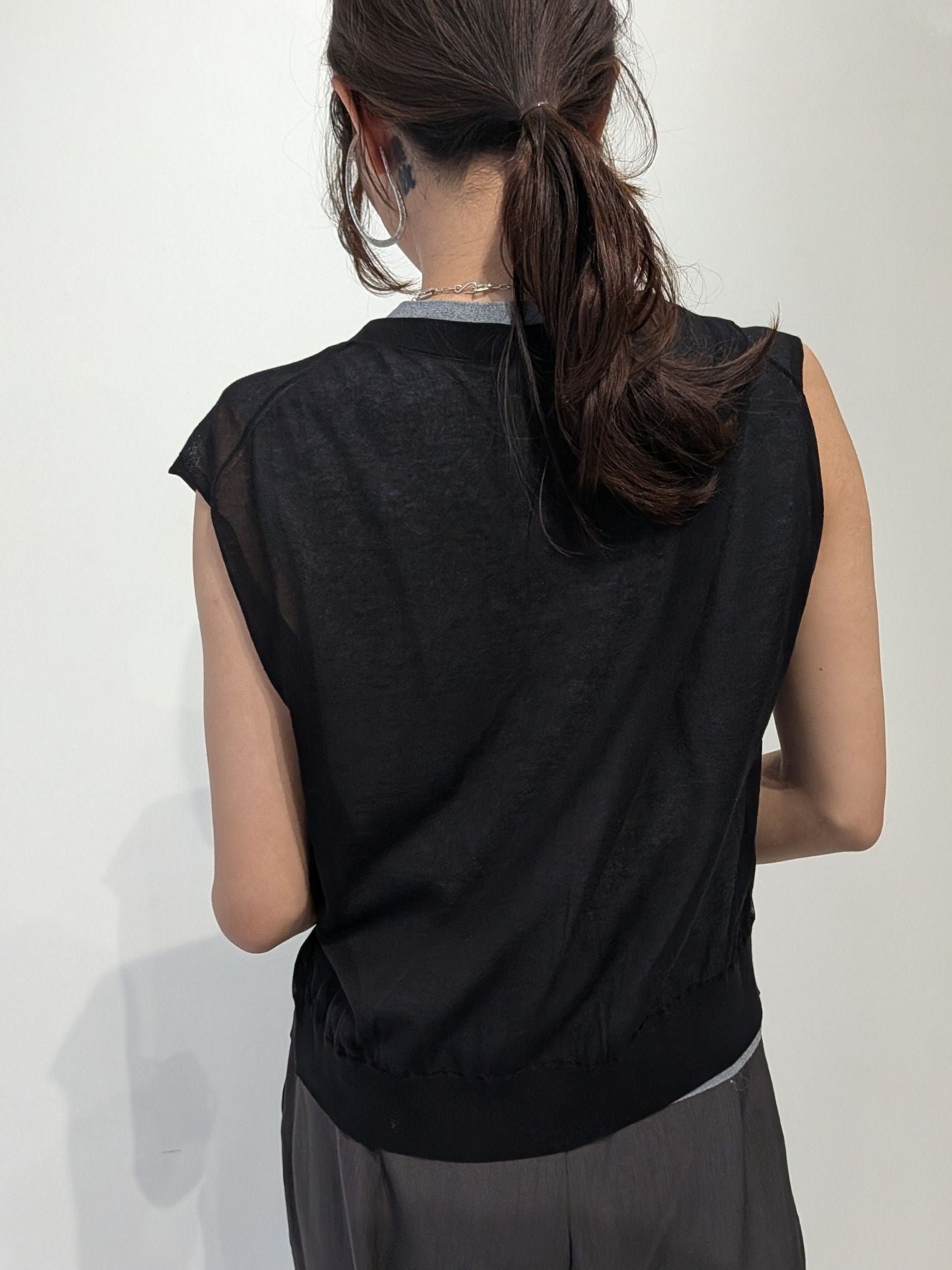 【2piece】sheer layerd vest