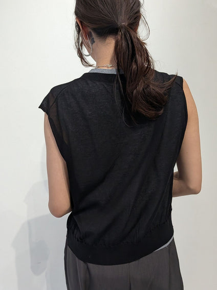 【2piece】sheer layerd vest