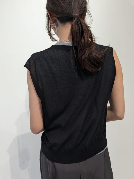 【2piece】sheer layerd vest