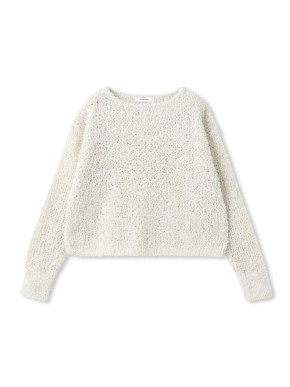 ファンシーヤーンボートネックニットプルオーバー≪手洗い可能≫