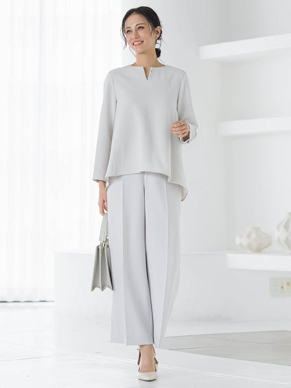 トリクシオンキーネックブラウス≪セットアップ対応/手洗い可能≫