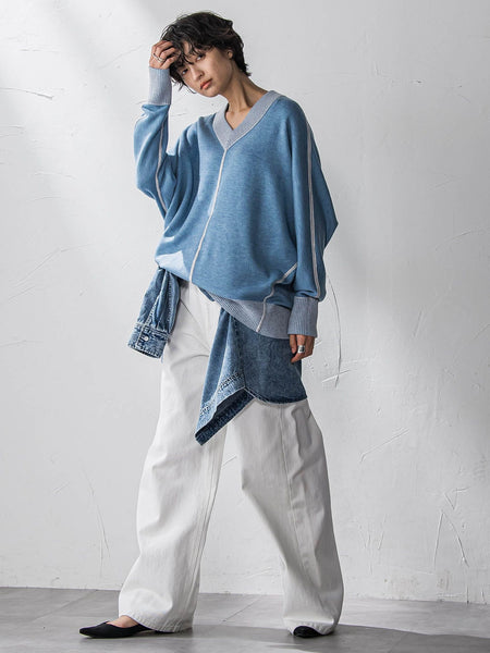 【新色追加】今日の気分で着回せるリバーシブルニット≪手洗い可能≫