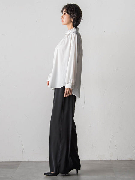 【大きいサイズ】ハイストレッチカルゼワイドパンツ