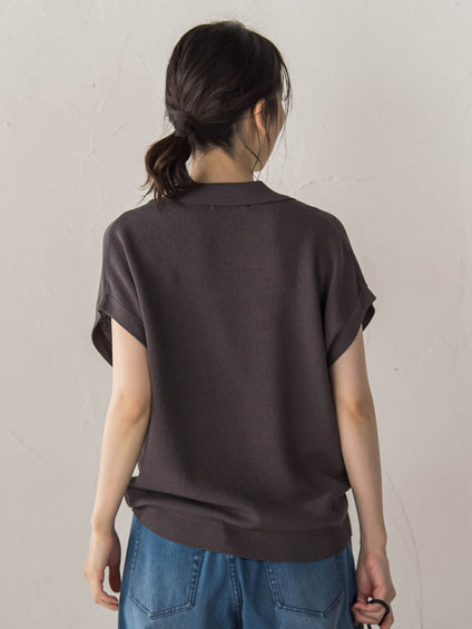 強撚鹿の子ポロドッキングニット
