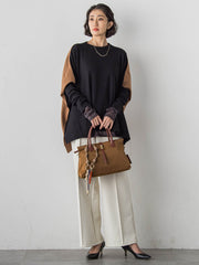 【WEB限定】”前後で印象が変わる”ドルマンバイカラーニット