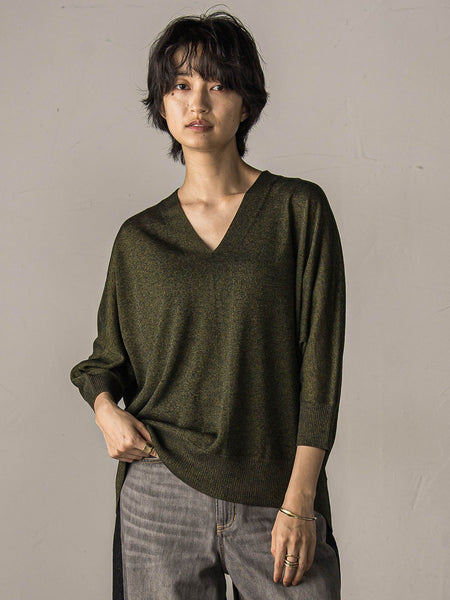 MAYKEN1215様 LEVITAシアーVネックドルマンニットプルオーバー≪手洗い可能
