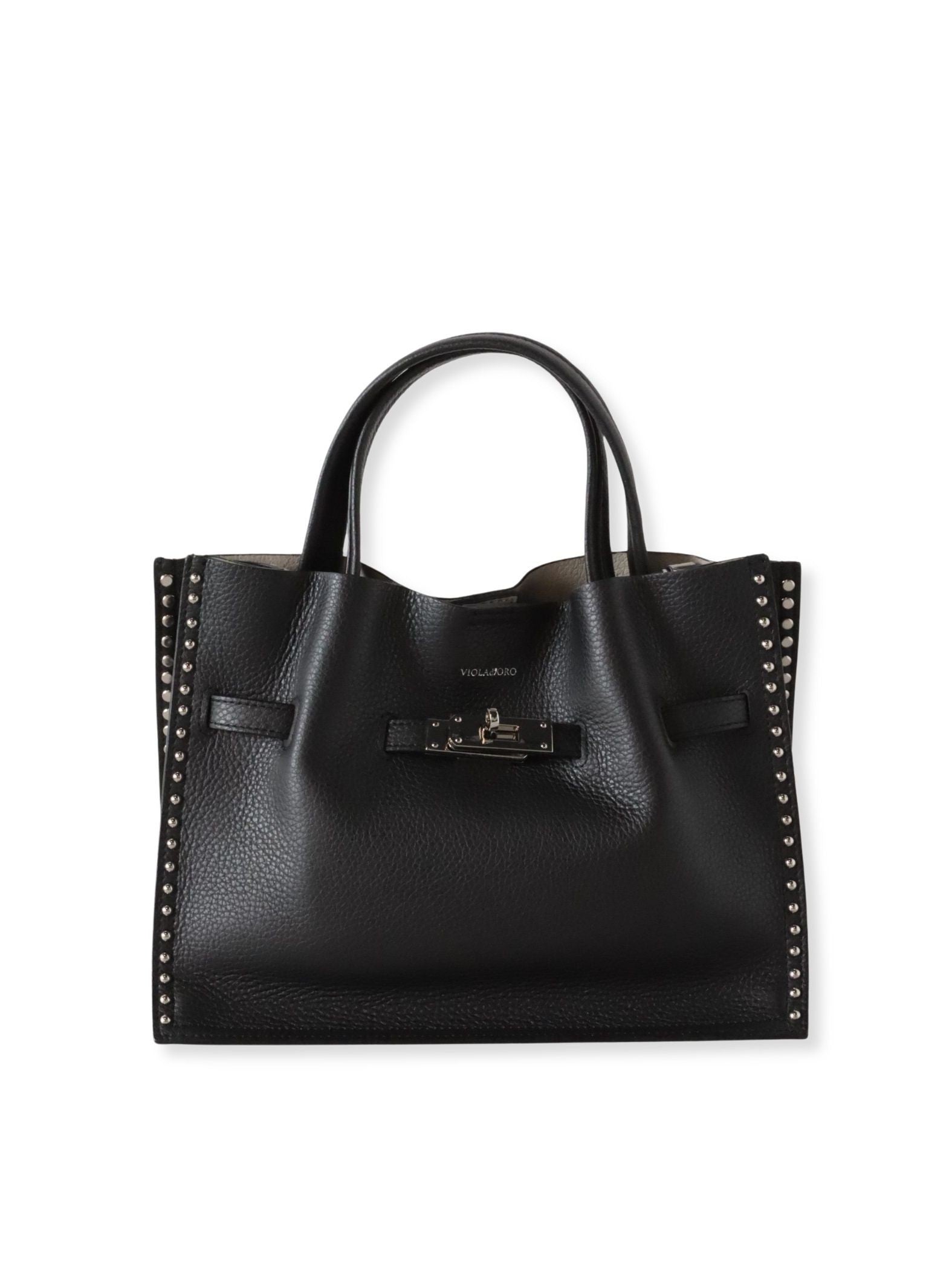 【VIOLAd'ORO】スタッズ付きWフェイスレザートートバッグ