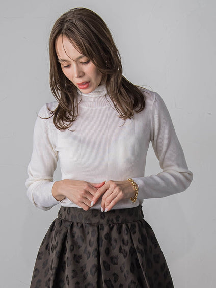 スパンコールリブタートルニット≪手洗い可能≫