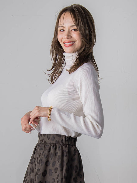 スパンコールリブタートルニット≪手洗い可能≫