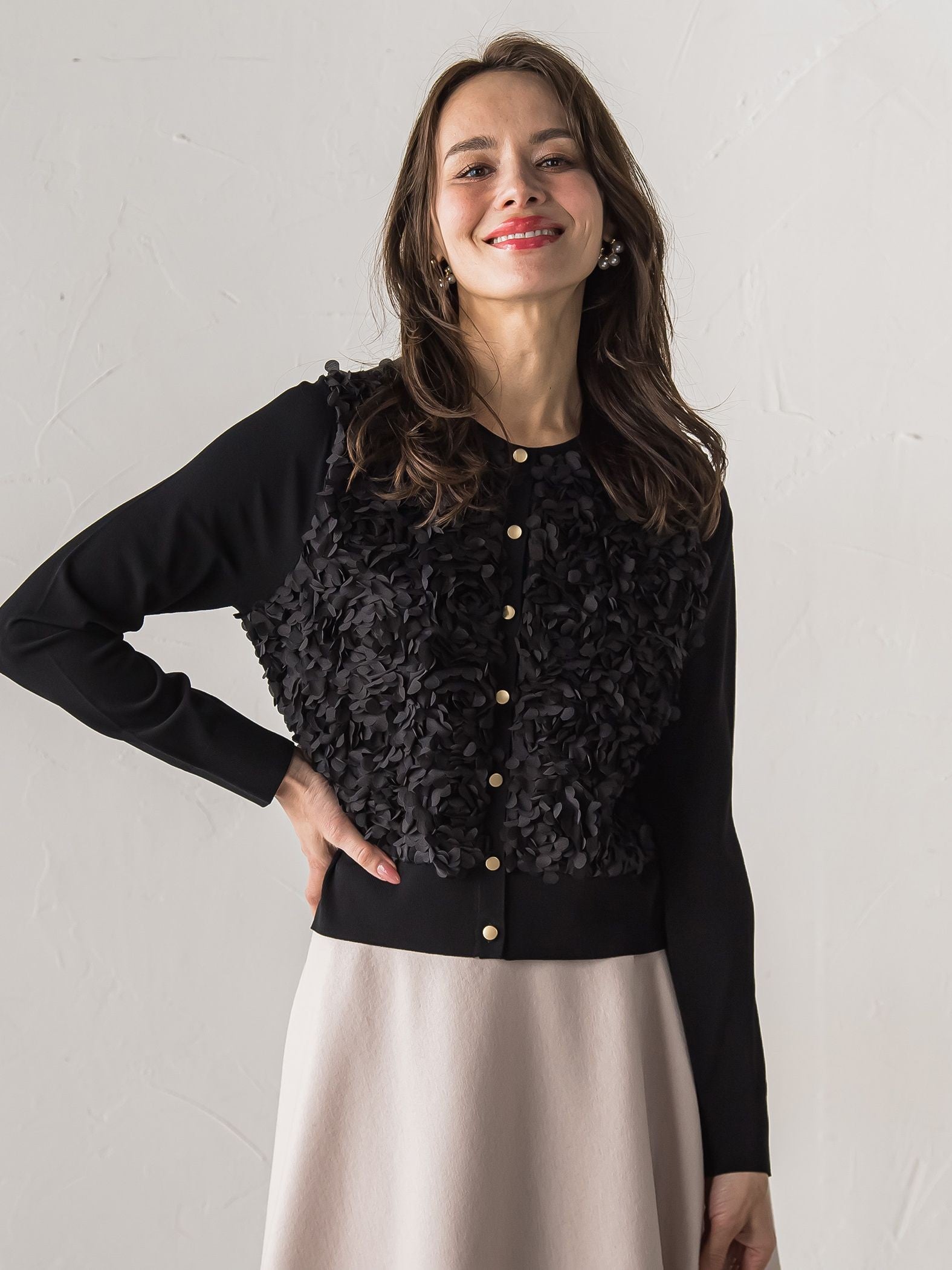 フラワーチュールドッキングカーディガン