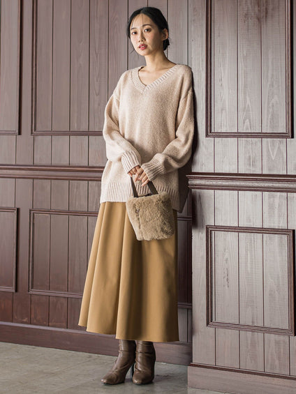 両面起毛ストレッチスカート≪洗濯機で洗える≫