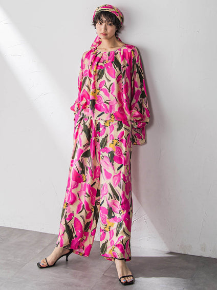 IPEKERフラワープリントフレアブラウス