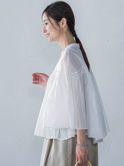 ピンタックcottonブラウス≪洗濯機で洗える≫