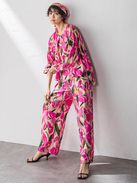 IPEKERフラワープリントフレアブラウス