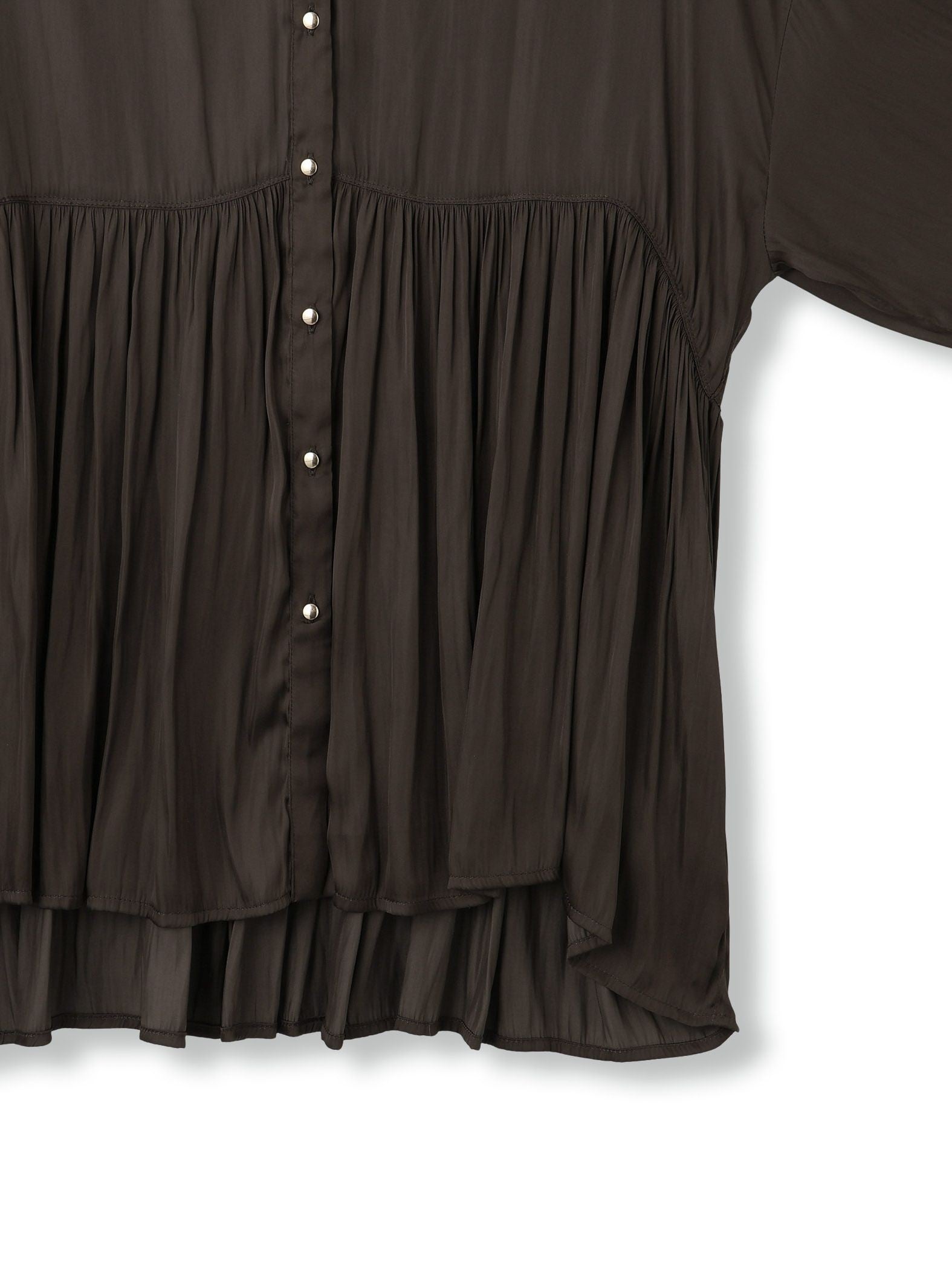 割繊サテンキーネックペプラムブラウス≪手洗い可能≫