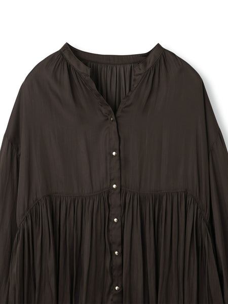 割繊サテンキーネックペプラムブラウス≪手洗い可能≫