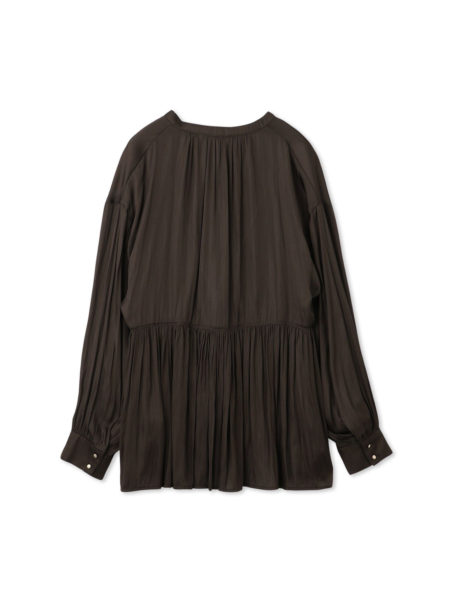 割繊サテンキーネックペプラムブラウス≪手洗い可能≫