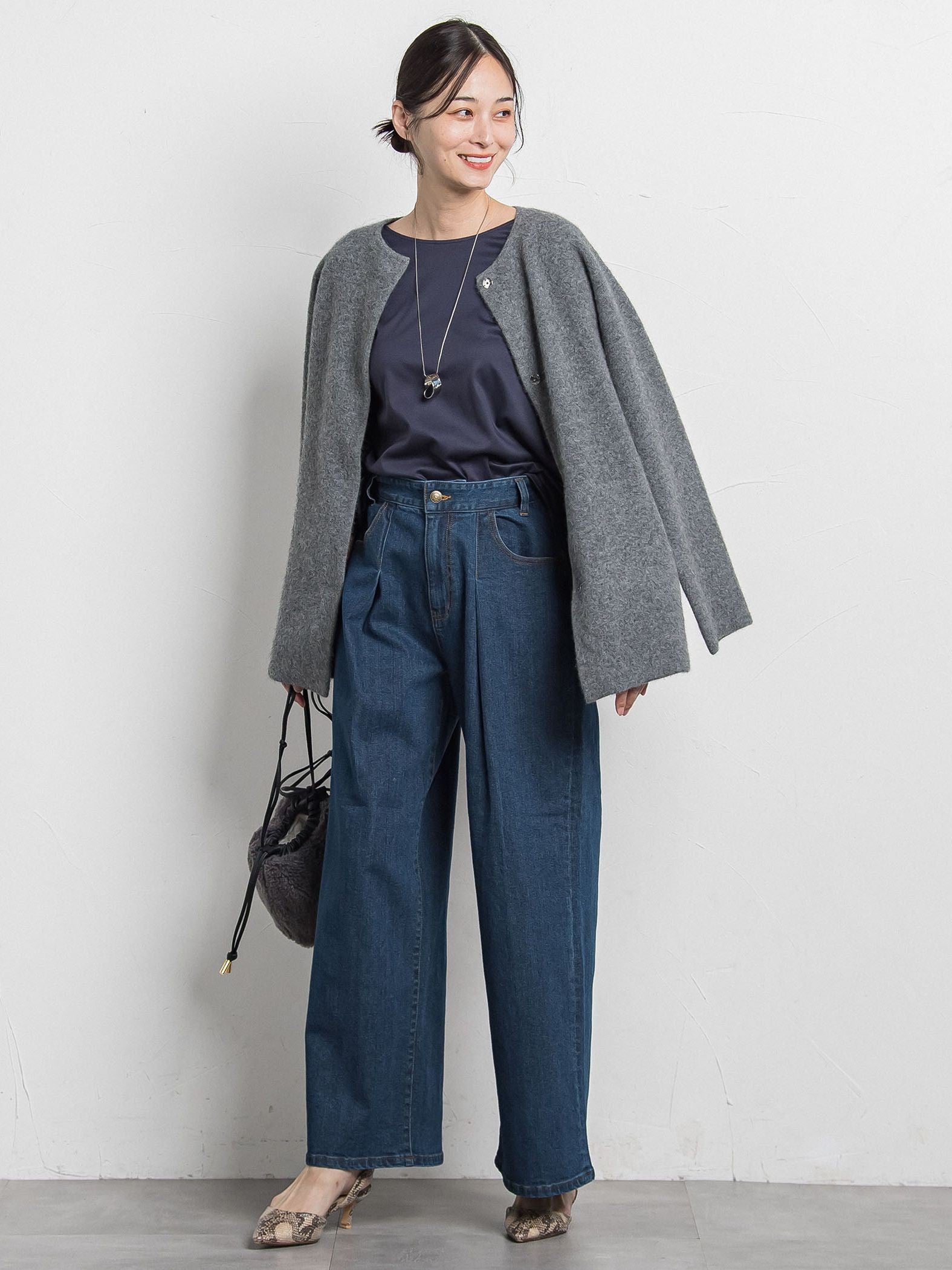 フォックス混ニットジャケット