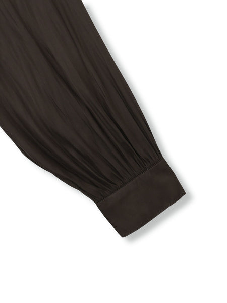 割繊サテンキーネックペプラムブラウス≪手洗い可能≫