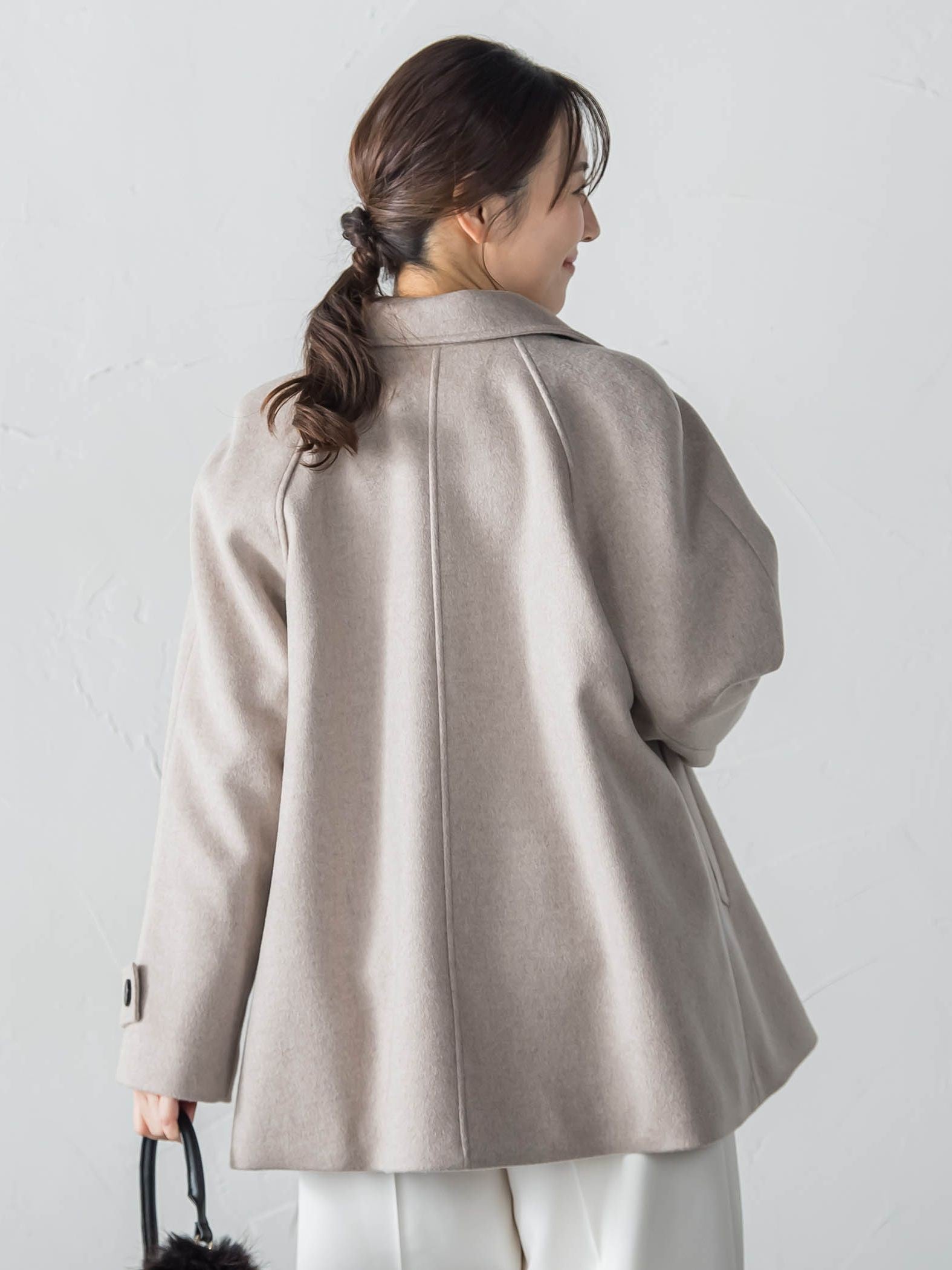 カシミヤ混ライトリバーショートコート