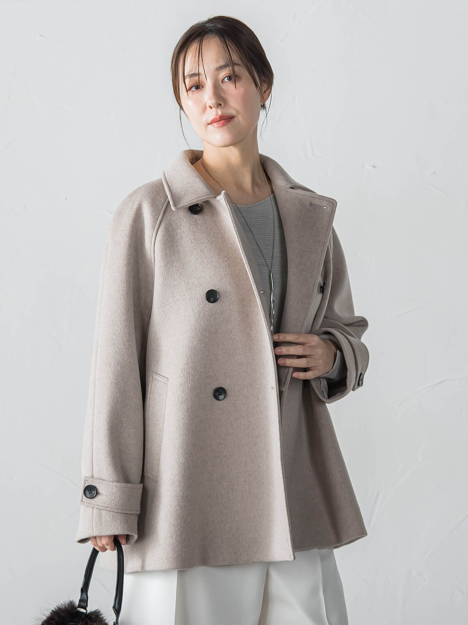 カシミヤコンライトリバーショートコート