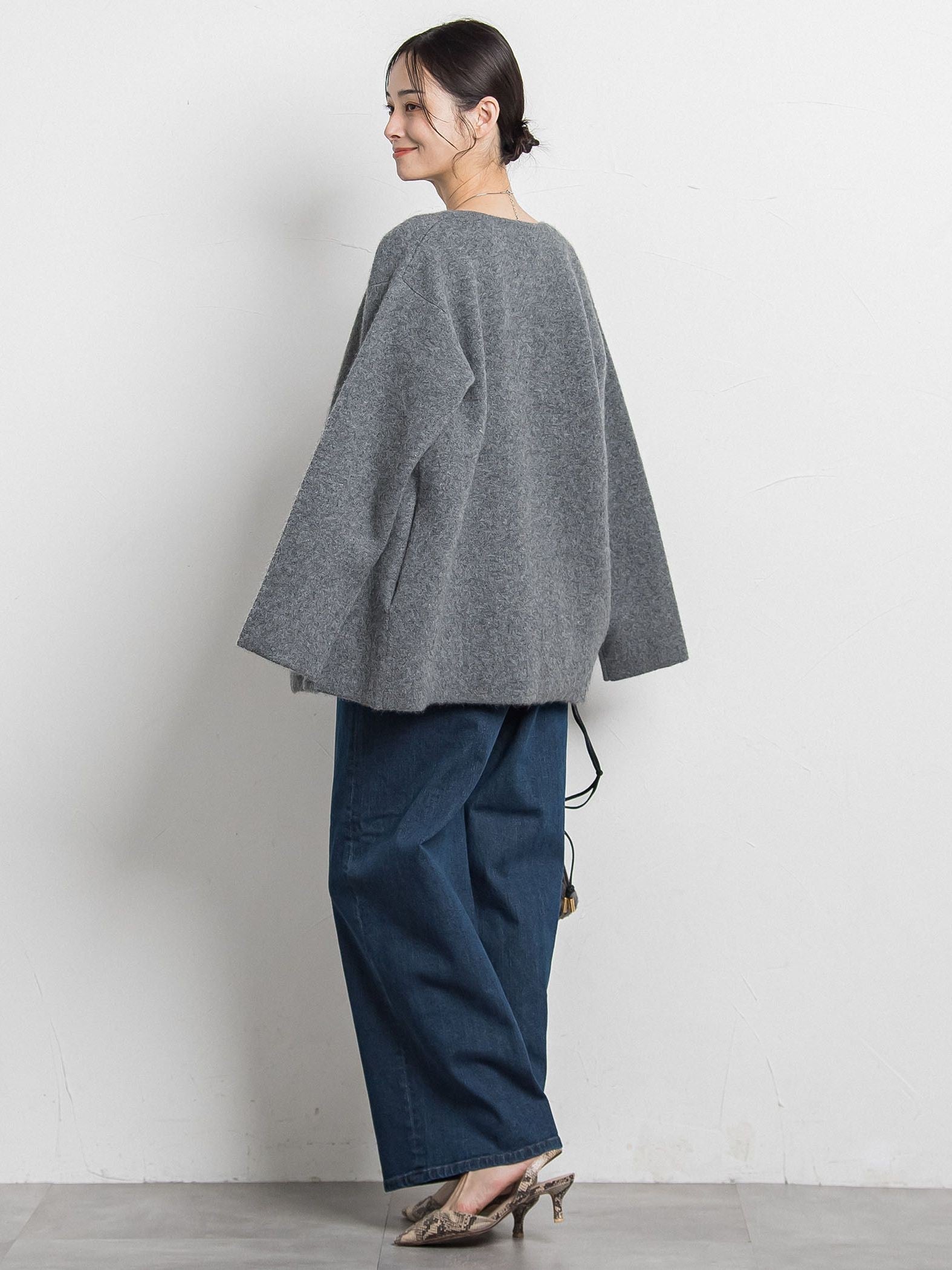 フォックス混ニットジャケット