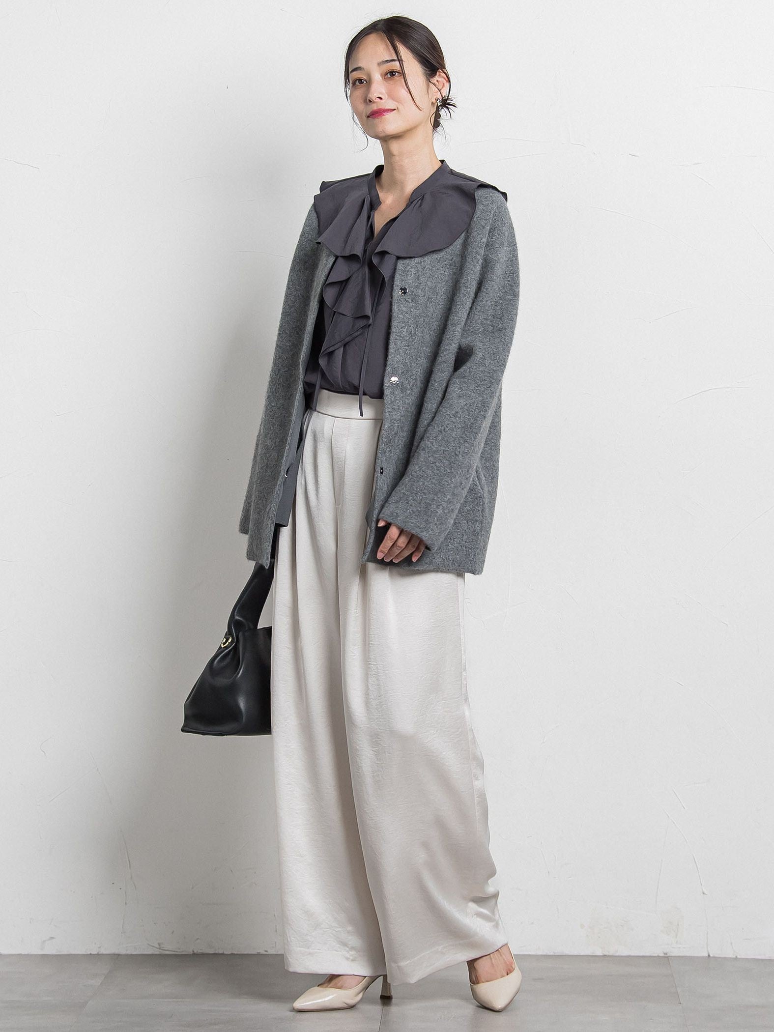 フォックス混ニットジャケット