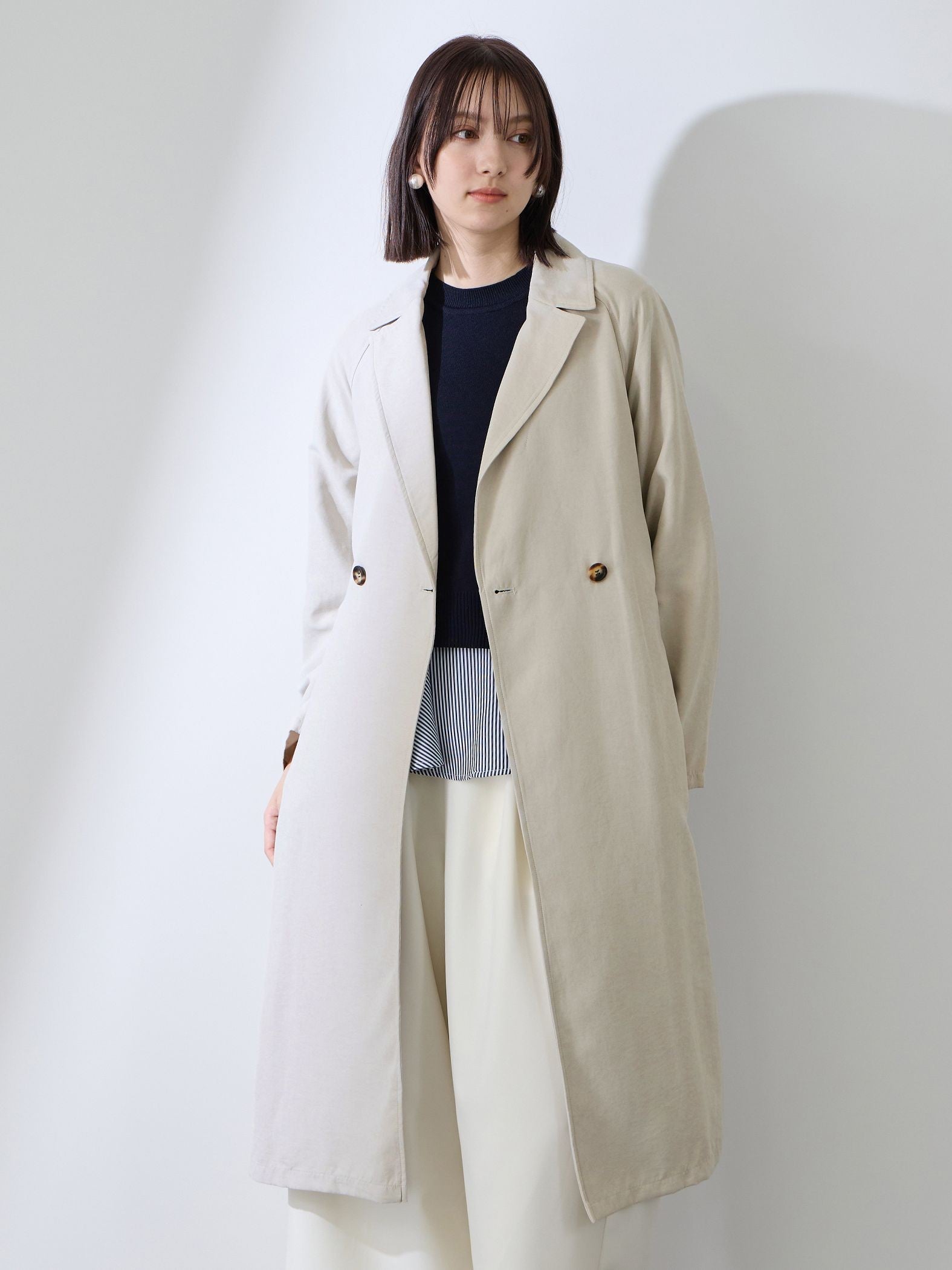 スウェードライクピーチガウントレンチコート