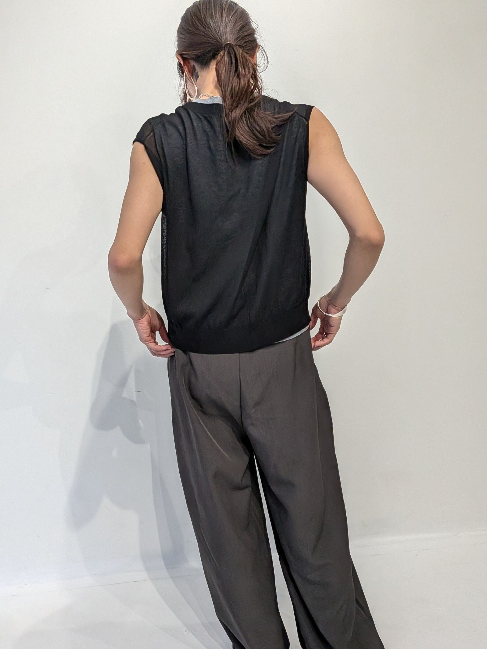 【2piece】sheer layerd vest