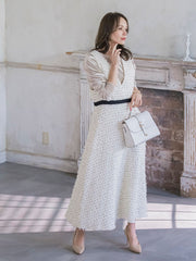 リボンドットツイードワンピース