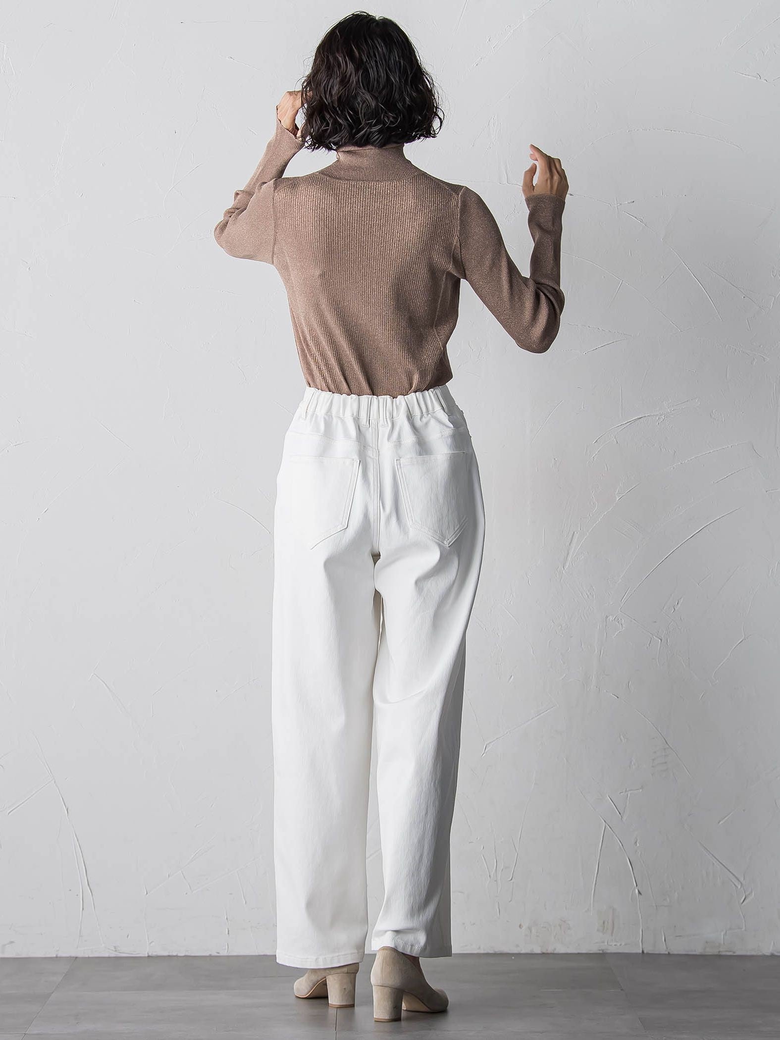 【大きいサイズ】ラメリブタートルニット