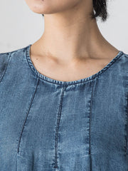 ゆれるデニムノースリーブワンピース