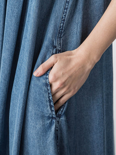 ゆれるデニムノースリーブワンピース