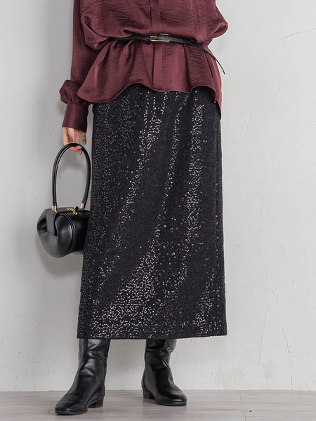 スパンコールIラインスカート≪手洗い可能≫