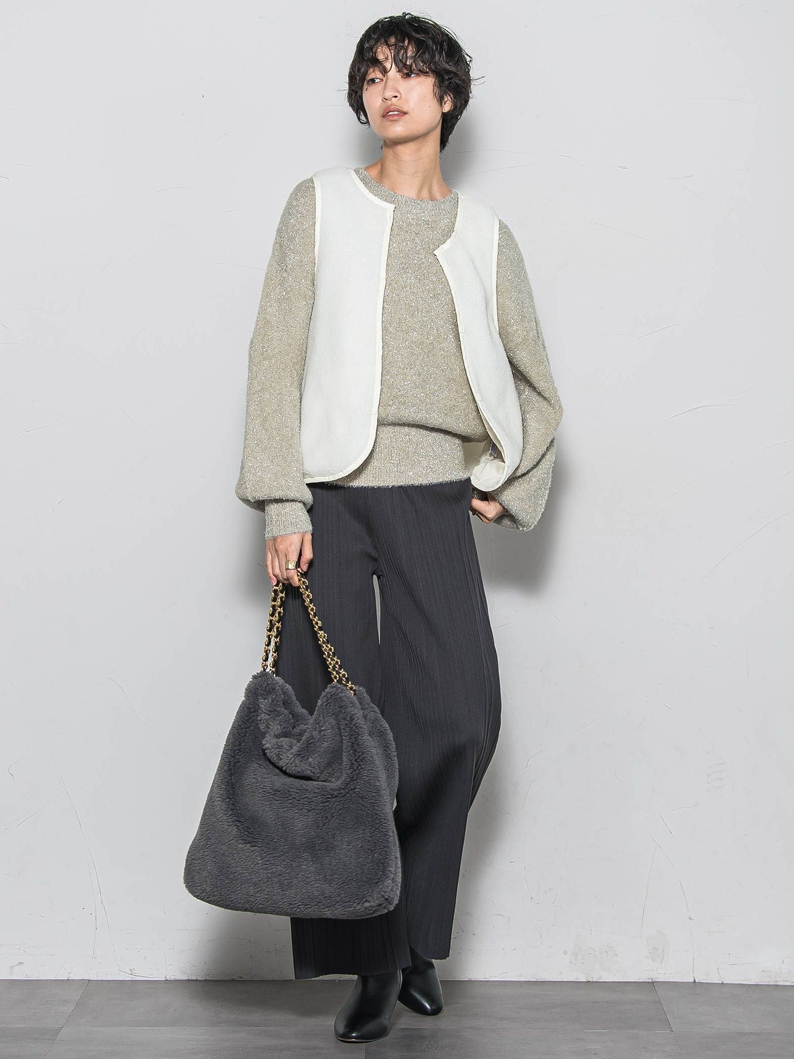 【WEB限定】裏起毛プリーツパンツ≪手洗い可能≫