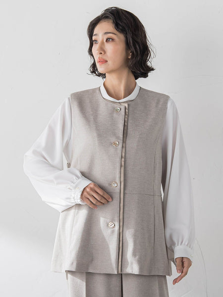 【大きいサイズ】リネンライクオックスジレ