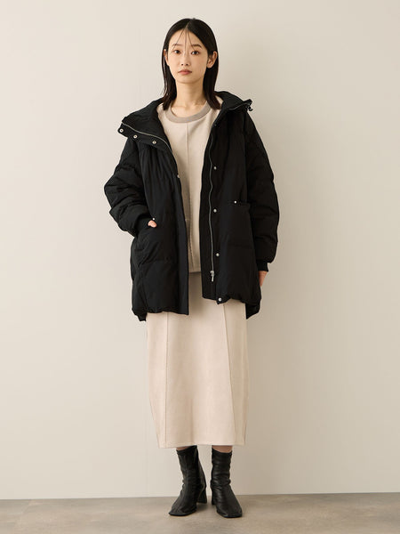 ストレッチフードピュアダウンミドルコート