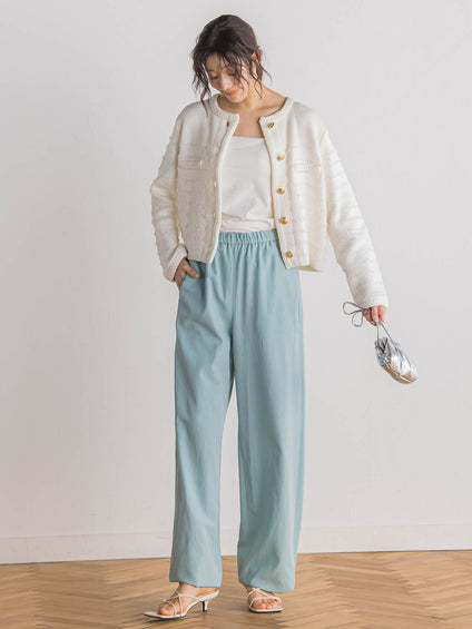 綿麻フィブリルグログランパンツ≪洗濯機で洗える≫
