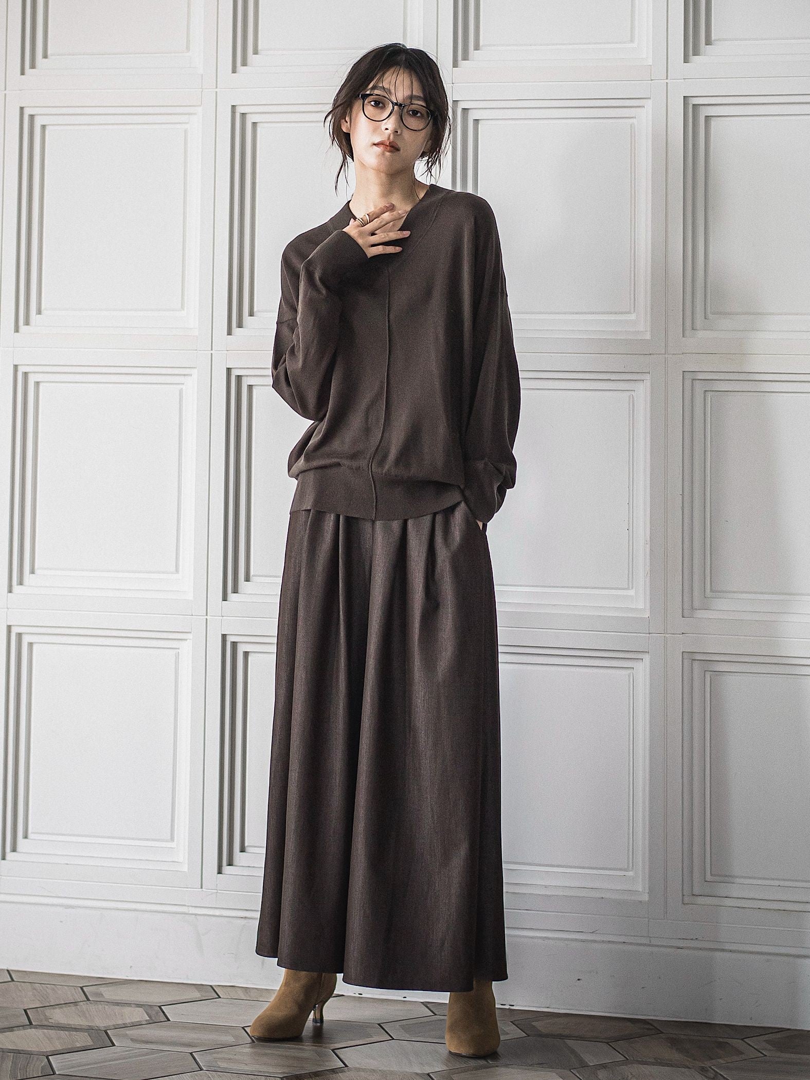 シルクカシミヤVネックコクーンニットプルオーバー≪手洗い可能≫