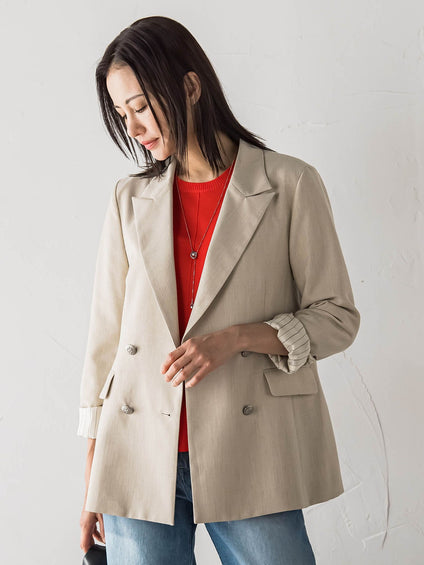 【受注会限定】リネンブレンド テーラードダブルブレストジャケット