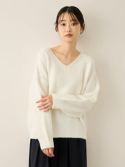 ウール混Vネックニットプルオーバー≪手洗い可能≫