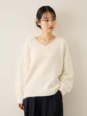 ウール混Vネックニットプルオーバー≪手洗い可能≫